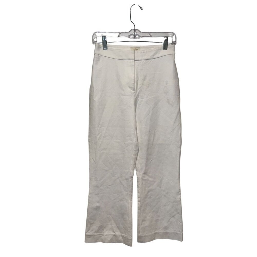 Kate Spade High Waist Straight Leg Womens White Cotton Pants Size 0